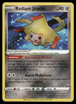 Radiant Jirachi SWSH12: Silver Tempest 120/195 Radiant Rare Pokemon Card - Image 1