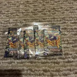 Pokemon Crown Zenith Booster Lot Of 5 Factory Sealed Packs - Image 1