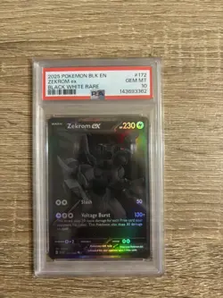 2025 Pokemon Black Zekrom Ex #172 Black White Rare PSA 10 - Image 1