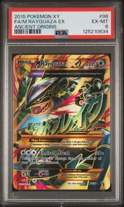 2015 POKEMON XY ANCIENT ORIGINS #98 FULL ART/M RAYQUAZA EX PSA 6 - Image 1