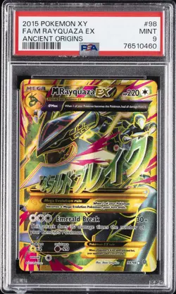 2015 POKEMON XY ANCIENT ORIGINS #98 FULL ART/M RAYQUAZA EX PSA 9 - Image 1