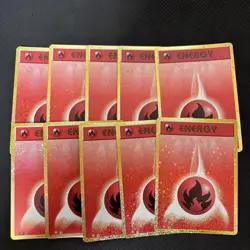 Pokemon Card Lot Classic Fire Energy 10 Card Bulk Set EX/LP - Image 1