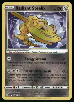 Radiant Steelix SWSH11: Lost Origin 124/196 Radiant Rare Pokemon Card - Image 1