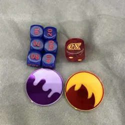 Pokemon TCG - Set of Dice, Damage Counters and Condition Markers - Image 1