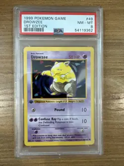 1999 Pokemon ~ Base Set 1st Edition ~ Drowzee #49 ~ PSA 8 NM-MT - Image 1