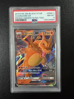 POKEMON 2019 SM Promo Hidden Fates Tins CHARIZARD GX SM211 PSA 8 RARE - Image 1