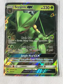 Sceptile GX ULTRA RARE 22/214 Pokemon SM Lost Thunder NM HOLO 2018 - Image 1