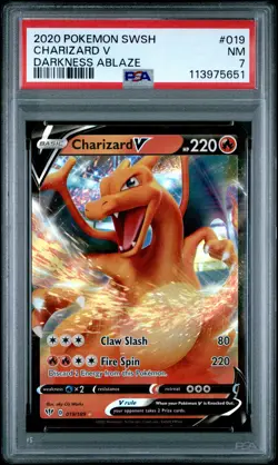2020 POKEMON SWORD & SHIELD DARKNESS ABLAZE #019 CHARIZARD V PSA 7 - Image 1