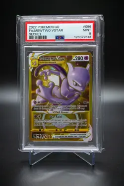 Mewtwo VSTAR Gold PSA 9 MINT 2022 Pokemon GO #086 Secret Rare Full Art Holo - Image 1