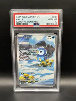 Pokemon Piplup Illustration Rare Holo PSA 10 me02: Phantasmal Flames 098/094 - Image 1