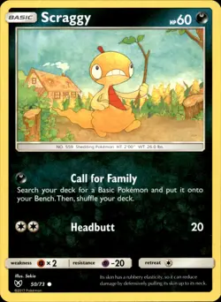 Scraggy 50/73 Common - Pokemon Shining Legends LP - Image 1