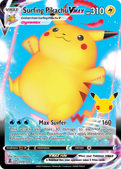 Surfing Pikachu VMAX 009/025 Holo Rare Celebrations Pokemon NM/M - Image 1