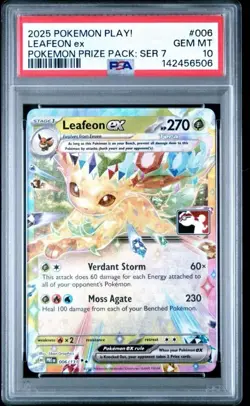2025 Pokemon TCG Prize Pack Series Leafeon ex 006/131 Double Rare Holo EN PSA 10 - Image 1