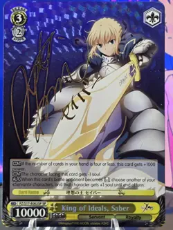 Weiss Schwarz King of Ideals, Saber SP (English) (Gold Signature) - Image 1