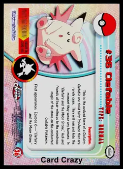 Clefable #36 - Topps Chrome Series 1 Pokemon Card Near Mint - Image 2