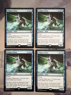 4x Tempest Djinn- Dominaria- NM- Mtg Magic The Gathering Cards- Playset - Image 1