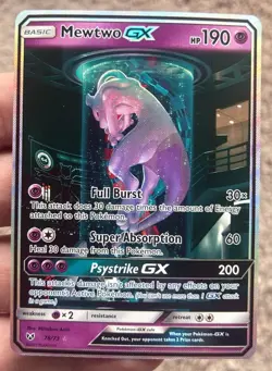 Mewtwo GX (Secret Shining) 78/73 Shining Legends Holo Pokemon Card Slight Chip - Image 1
