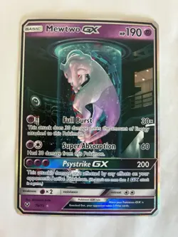 Mewtwo GX (Secret Shining) 78/73 Shining Legends Holo Pokemon Card Slight Chip - Image 3