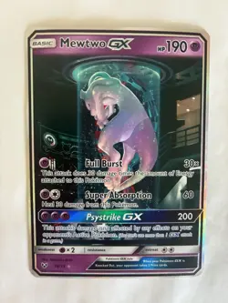 Mewtwo GX (Secret Shining) 78/73 Shining Legends Holo Pokemon Card Slight Chip - Image 5