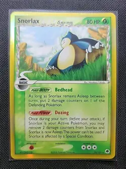 Pokemon TCG Snorlax Delta Species Dragon Frontiers Holo Rare Card 10/101 - Image 1