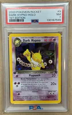 2000 POKEMON ROCKET 1ST ED #9 DARK HYPNO-HOLO PSA 7 - Image 1