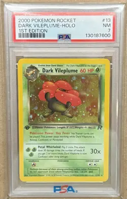 2000 Pokemon Team Rocket 1st Edition Dark Vileplume- Holo PSA 7 NM #13 - Image 1