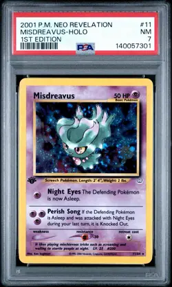 2001 Pokemon Misdreavus 11/64 Neo Revelation 1st Edition Holo PSA 7 50 HP - Image 1