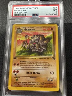 GRAVELER 1999 Pokemon Fossil 1st Edition #37 PSA 7 Non Holo 💥LOW POPULATION 💥 - Image 1
