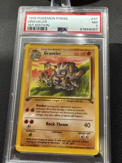 GRAVELER 1999 Pokemon Fossil 1st Edition #37 PSA 7 Non Holo 💥LOW POPULATION 💥 - Image 2