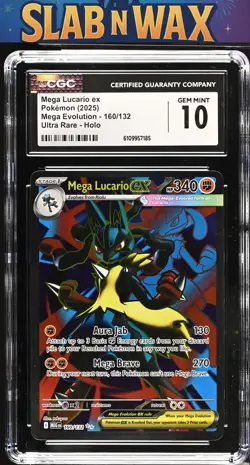 Pokemon tcg 2025 Mega Evolution Mega Lucario ex #160/132 CGC 10 - Image 1
