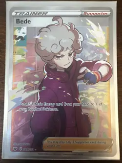 Pokemon TCG Bede Full Art Trainer 199/202 Sword & Shield Ultra rare - Image 1