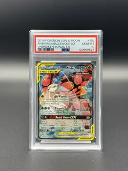 2019 Pokemon Sun & Moon Unbroken Bonds Pheromosa & Buzzwole GX 192/214 PSA 10 - Image 1