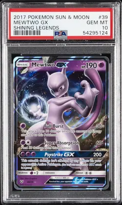 2017 POKEMON SUN & MOON SHINING LEGENDS #39 MEWTWO GX PSA 10 - Image 1