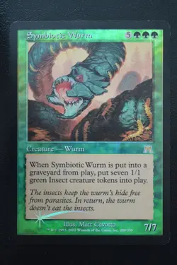 Magic The Gathering MTG SYMBIOTIC WURM FOIL Onslaught HP Heavily Played - Image 1
