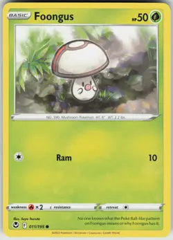 Pokemon Foongus 011/195 SWSH12: Silver Tempest Common NM - Image 1