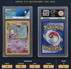 Pokemon Neo Discovery Espeon Holo 1/75 Ace Graded 4 VG Swirl - Image 4