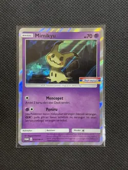 [NM] Mimikyu 010/SM-P Reverse Holo Foil Limited Pokemon Promo Indomaret Stamped - Image 1