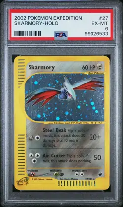 2002 POKEMON ENGLISH EXPEDITION SKARMORY HOLO #27 EX-MT PSA 6 VINTAGE ! - Image 1
