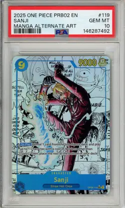One Piece Graded: Sanji Manga Alt Art OP06-119 Premium Booster 2 PSA 10 - Image 1