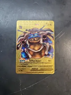 Pokemon Blastoise Vmax Gold Foil Fan Art Vinyl Textured Collector Card HP350 - Image 1
