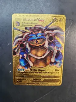 Pokemon Blastoise Vmax Gold Foil Fan Art Vinyl Textured Collector Card HP350 - Image 3