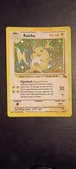 Wizards Raichu Fossil Holo Rare 14/62 90 HP Pokemon Card English Unlimited - Image 1