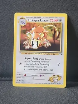 Lt. Surge’s Raticate 51/132 Gym Heroes – LP Condition – Vintage Pokemon TCG Card - Image 1