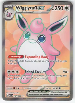 NM Wigglytuff ex 187/165 Scarlet & Violet 151 Ultra Rare Pokemon Card - Image 1