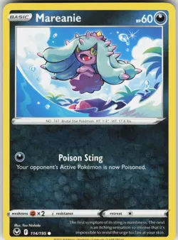 Pokemon Mareanie 114/195 SWSH12: Silver Tempest Common NM - Image 1