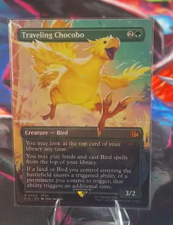 Traveling Chocobo (Borderless) NM M 0406 Non-Foil Final Fantasy MTG Regular - Image 1