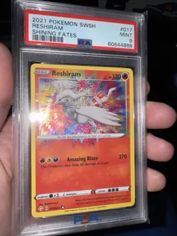 2021 POKEMON SWORD & SHIELD SHINING FATES #017 RESHIRAM PSA 9 MINT - Image 1