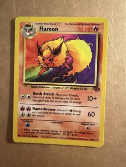 Pokemon TCG 1999 Flareon 19/64 Jungle Unlimited Non-Holo Rare Vintage LP - Image 1