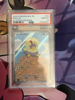 2025 Pokemon Black Bolt #154 - Rufflet 154/086 - Illustration Rare - PSA 10 - Image 1