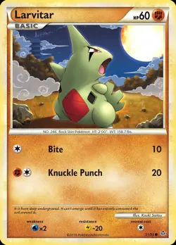 Pokemon Larvitar (51/109) HS—Unleashed LP - Image 1